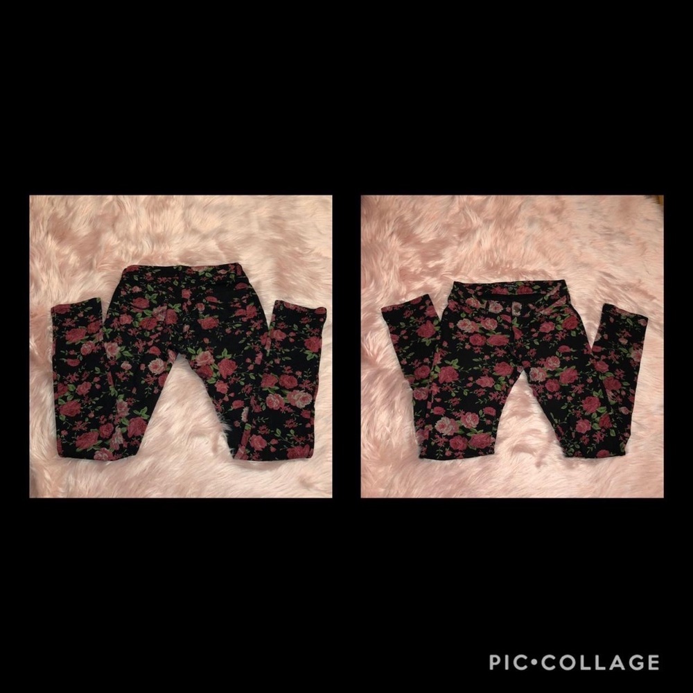 Shinestar size s floral black roses jegging - Picture 2 of 4